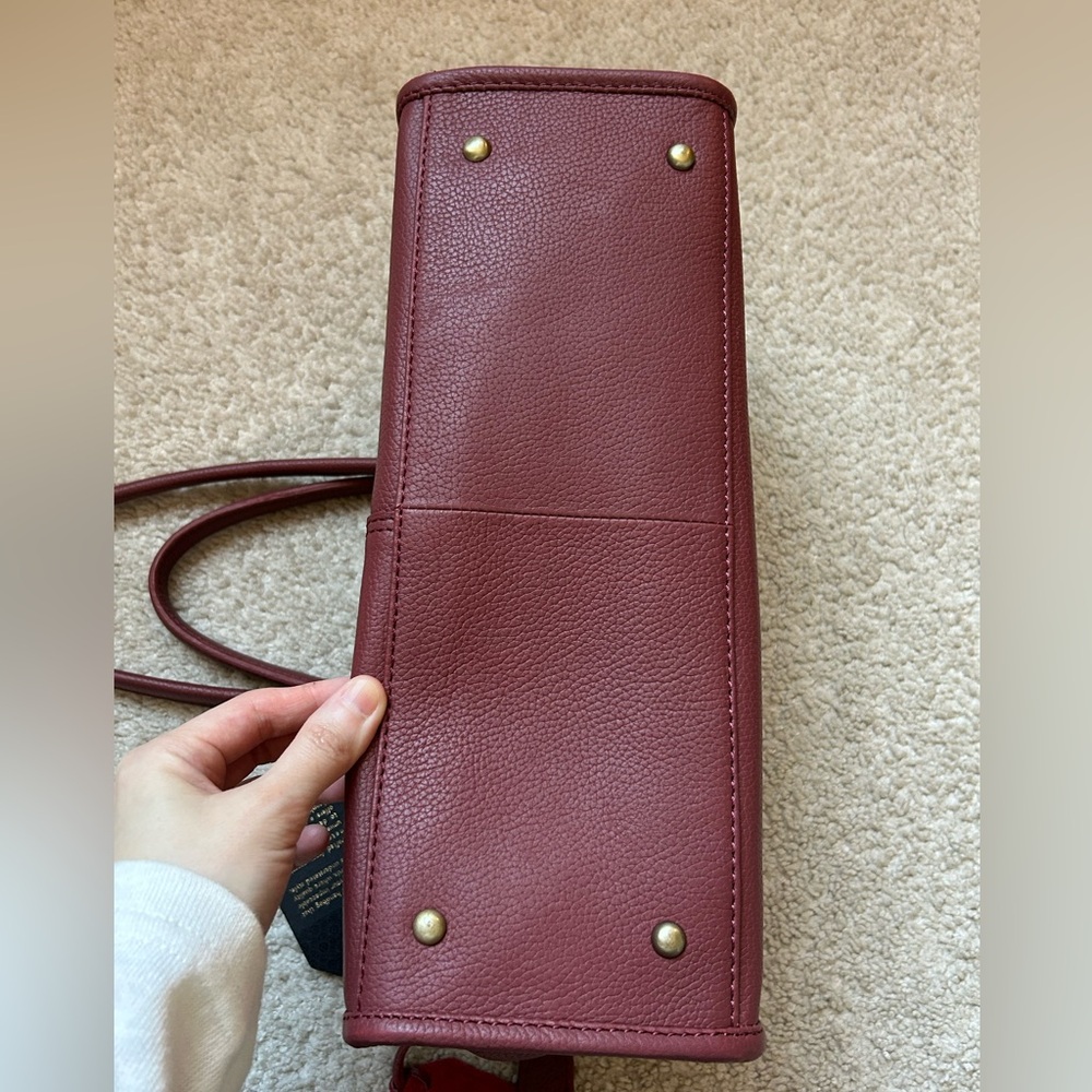 Handmade In India Genuine Leather Crossbody Satchel Bag Maroon OS - Picture 10 of 13